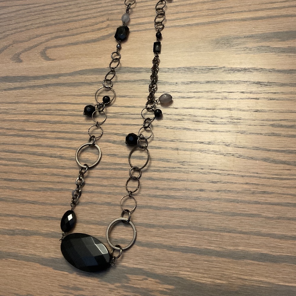 Necklace,  black & grey stones.  Approximately 18”.